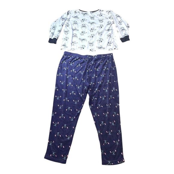 Disney Womens Sleepwear Set Lilo and Stitch Print XL Top & Bottom Blue & White - Picture 6 of 6